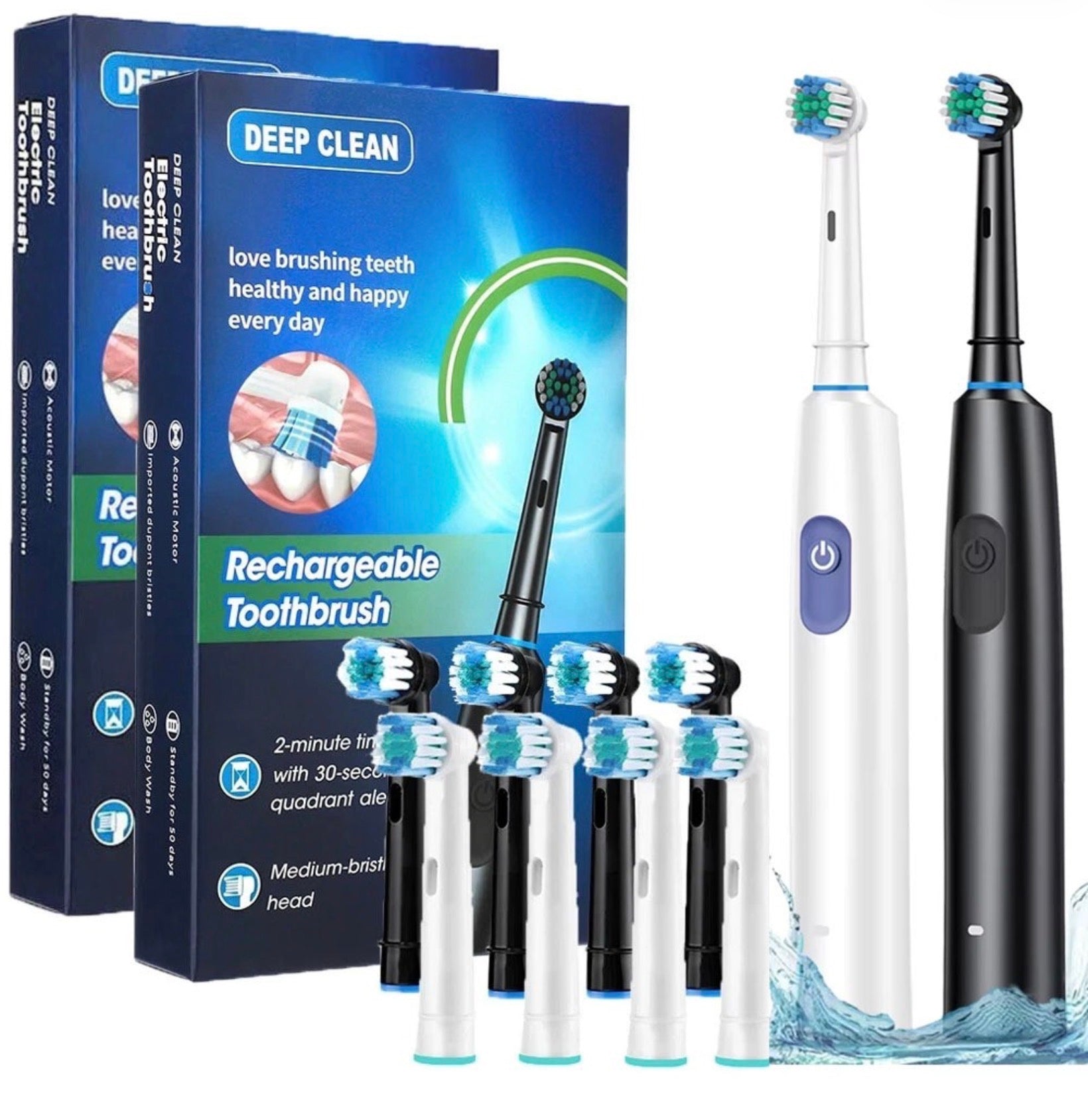 Rotating Electric Toothbrush, Smart Timer 4 Brush Heads 5 Modes USB Rechargeable - New 🏴