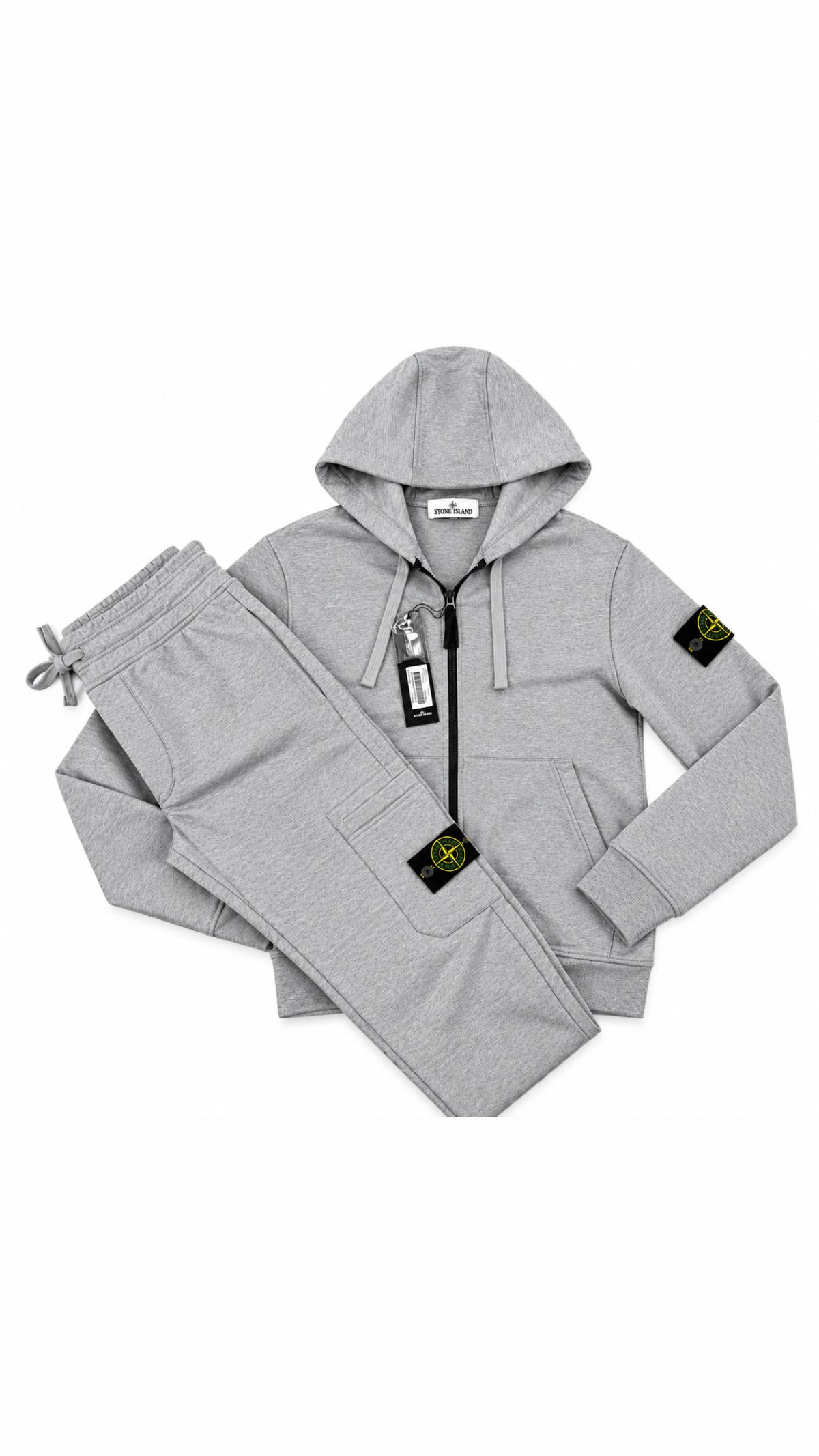 Stone Island Black Organic Cotton Zip Up Tracksuit Grey