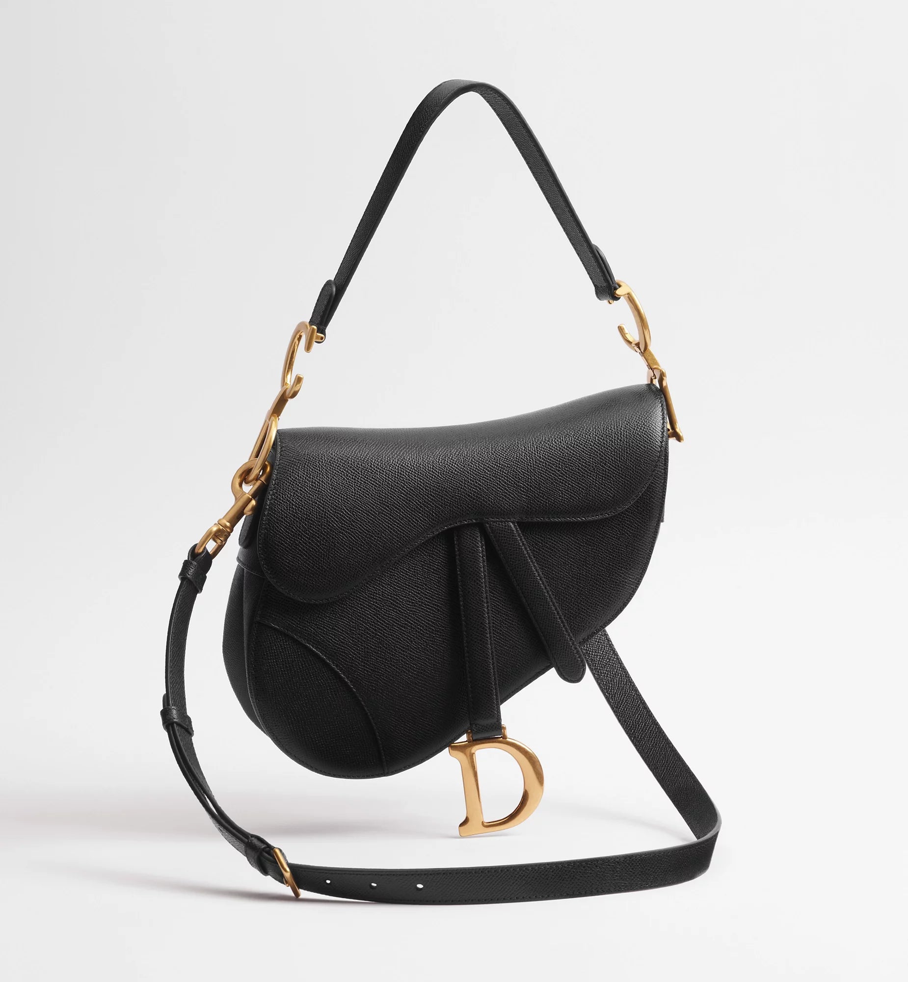 Dior Black Grained leather