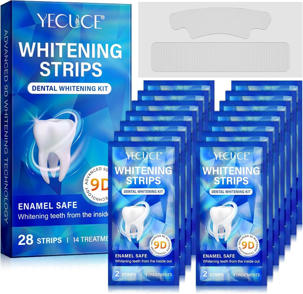 yecuce whitening strips dental whitening kit enamel safe 28 strips  - New 🏴