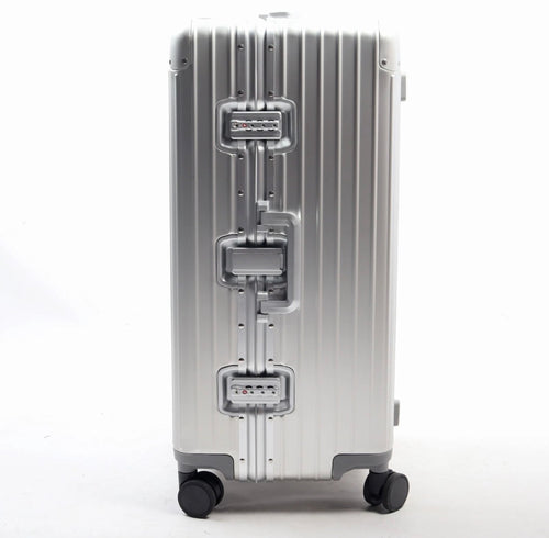 30" Premium Full Aluminium Suitcase Trunk Style Check In Spinner Case - Silver