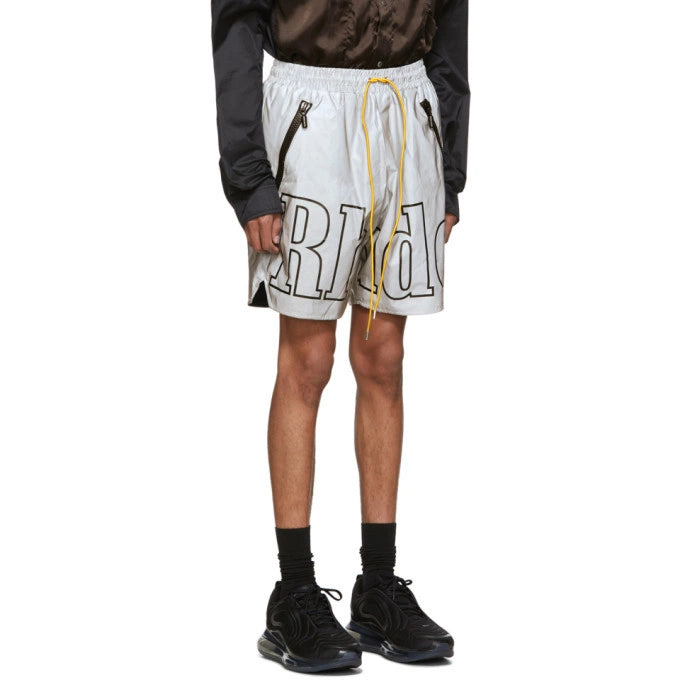 RHUDE Mens Silver Grey Track Shorts
