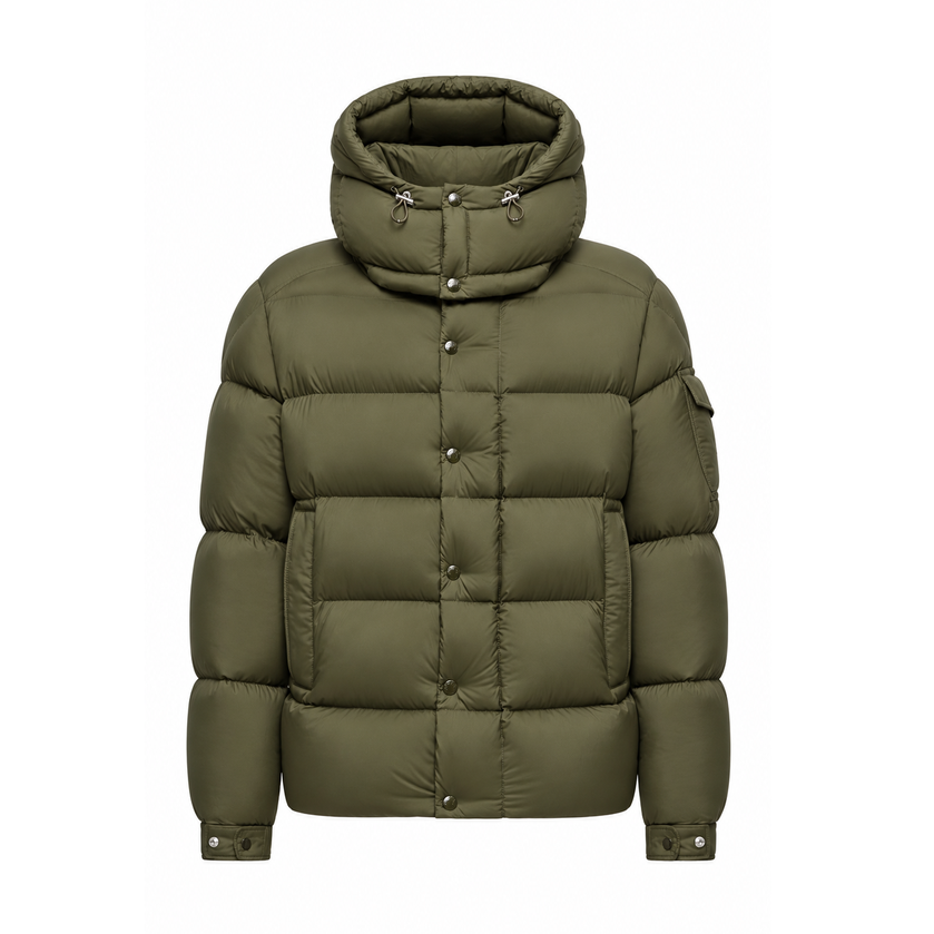 Moncler Vezere Hooded Down Jacket - Olive Green