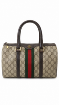Vintage Gucci Accessory Collection Boston Bag GG Monogram Web Stripe 1980s - Authenticity Guaranteed