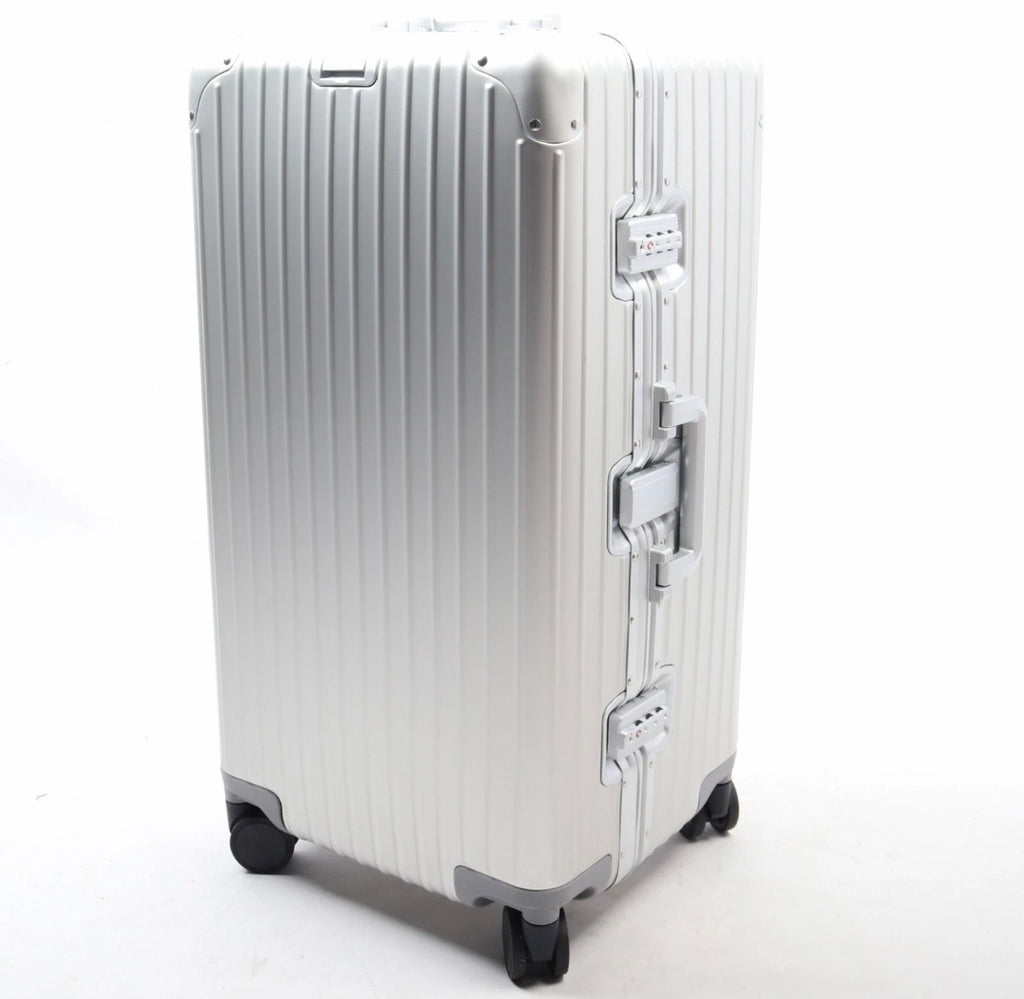 30" Premium Full Aluminium Suitcase Trunk Style Check In Spinner Case - Silver