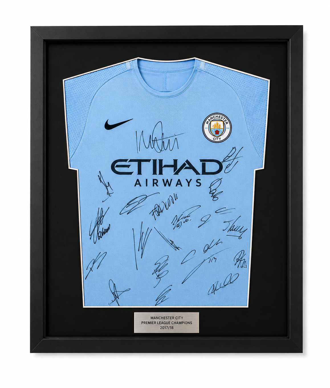 Manchester City 2017/18 Signed & Framed Shirt