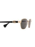 Gucci Sunglasses Black Gold With Velvet Hard Case round GG 🏴☑️