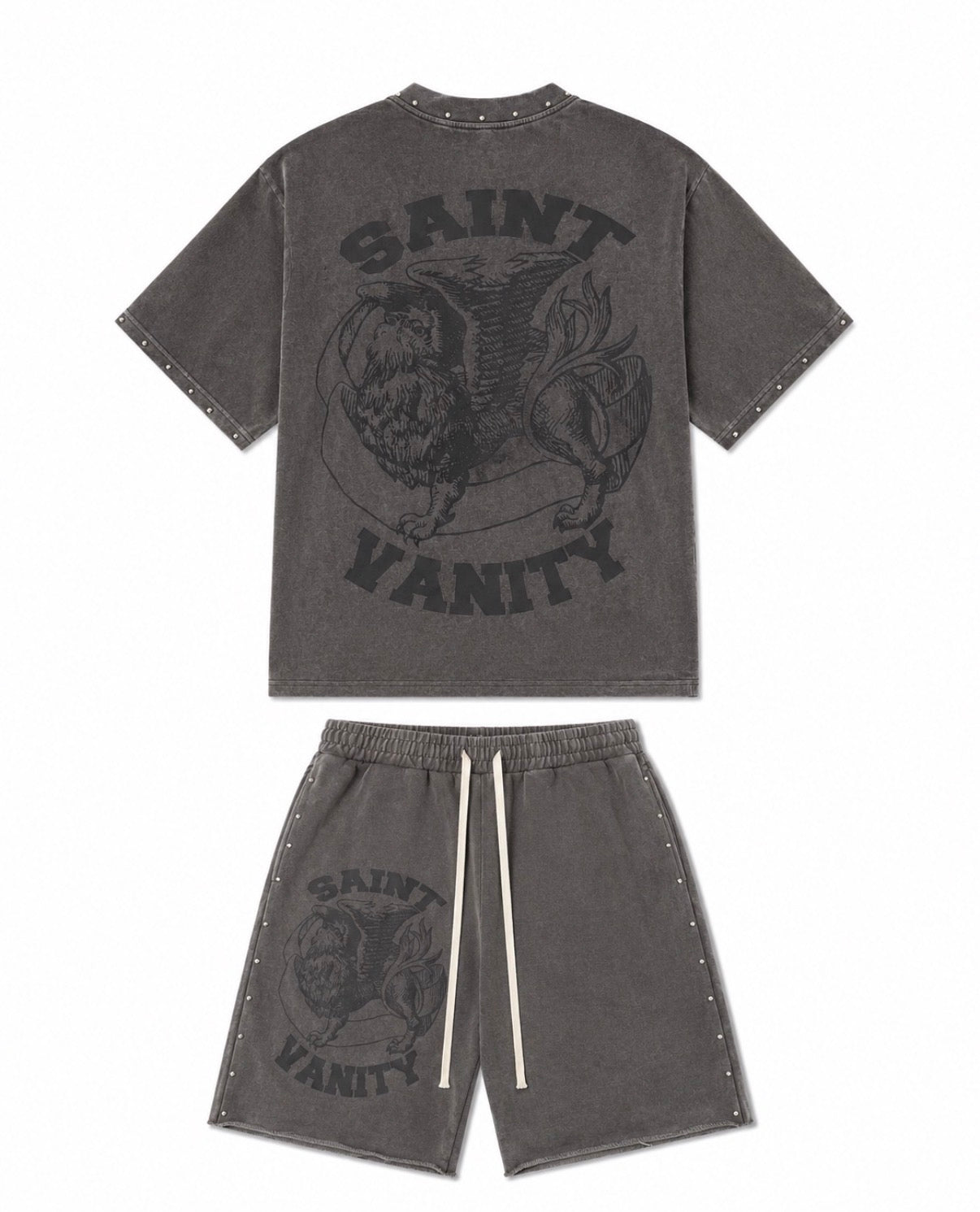 Saint Valley TERRY Short Set "FADED Grey”