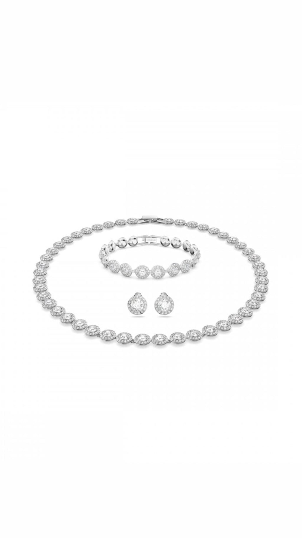 Swarovski Una Angelic Round Cut Pavé Necklace, Earrings & Bracelet Set 38cm, 1cm, 16.5cm