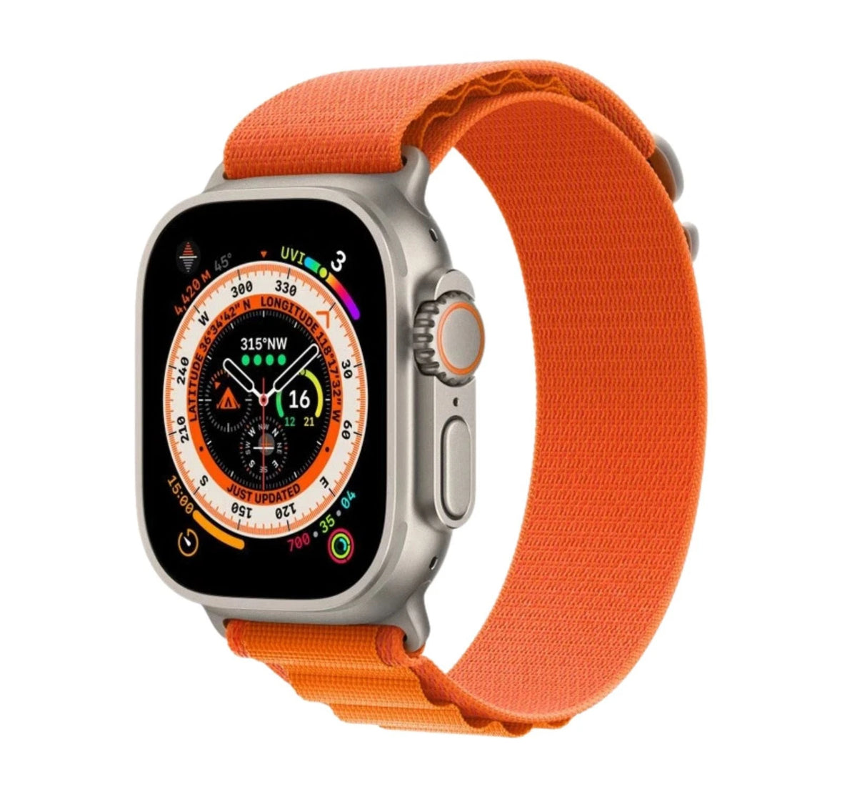 Apple Watch Ultra (Cellular, 49mm) Titanium Case + Orange Strap