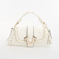 True Religion White Whipstitch Structured Handbag