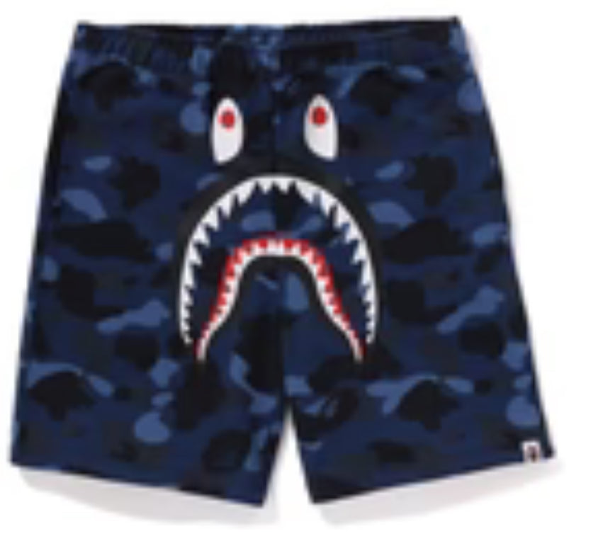 A Bathing Ape - BAPE -Blue Camo Shark Shorts