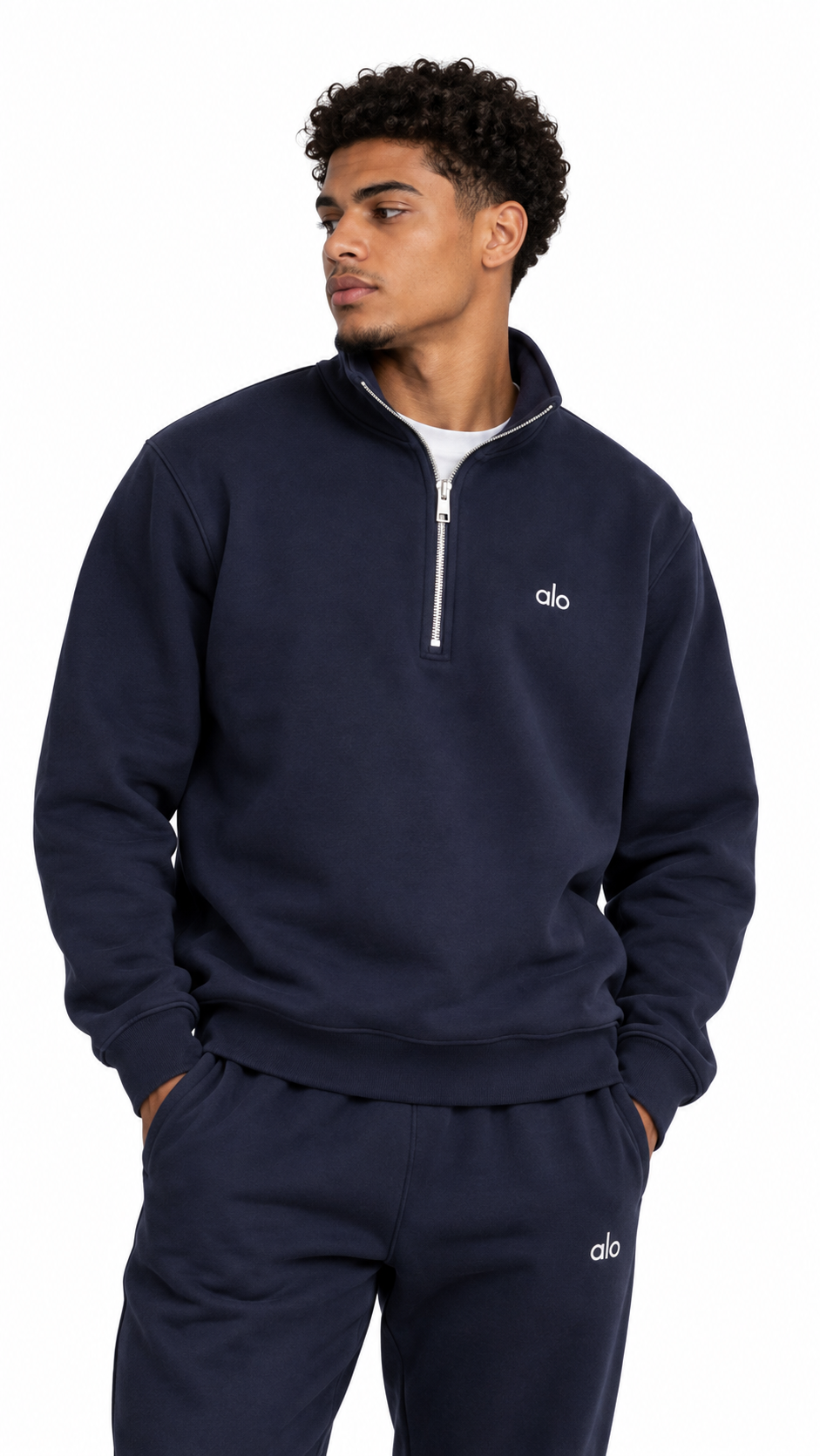Alo Yoga Quarter-Zip Sweatshirt – Navy Blue