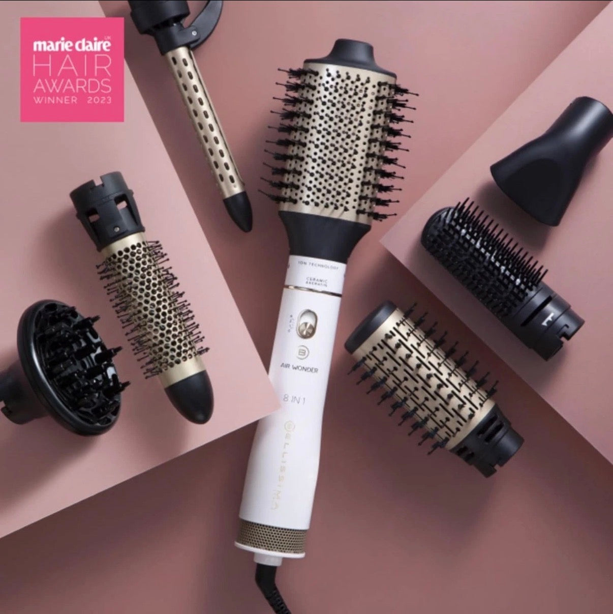 Bellissima 11863 Hot Air Styler 8 In 1 Hot Air Brush Dryer Air Wonder White&Gold🏴