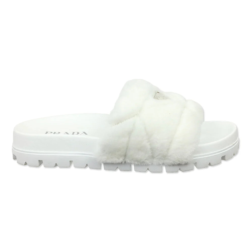Prada White Shearling Sliders -UK6 💥