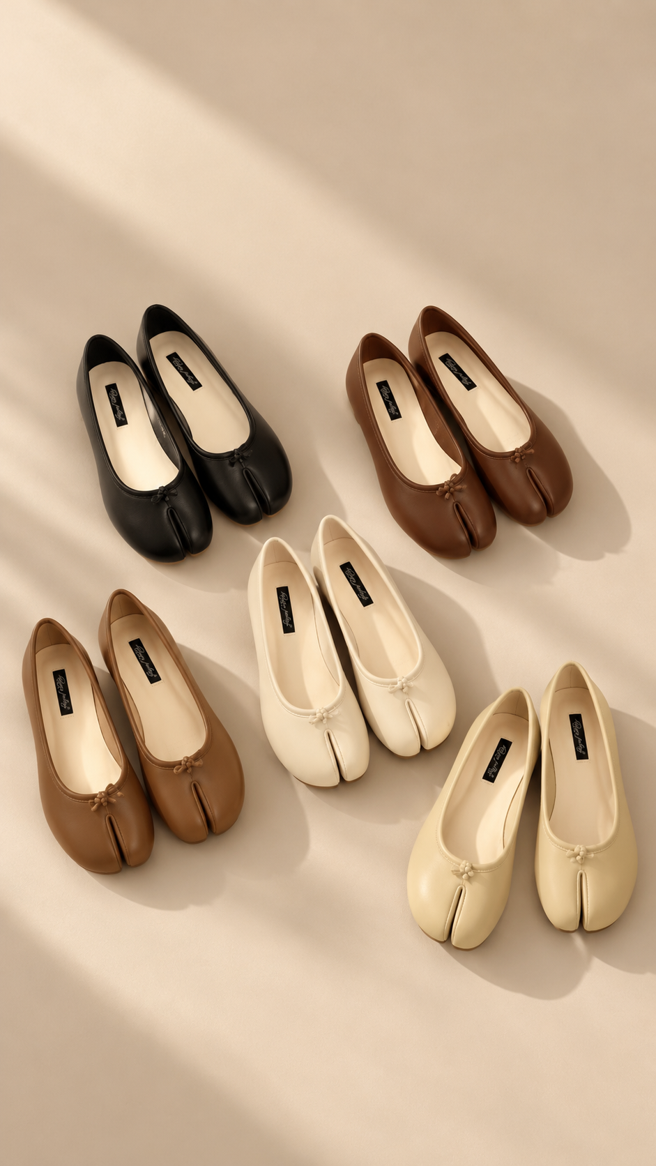 Tabi Split Toe Mid Heels Ballet Court Shoes