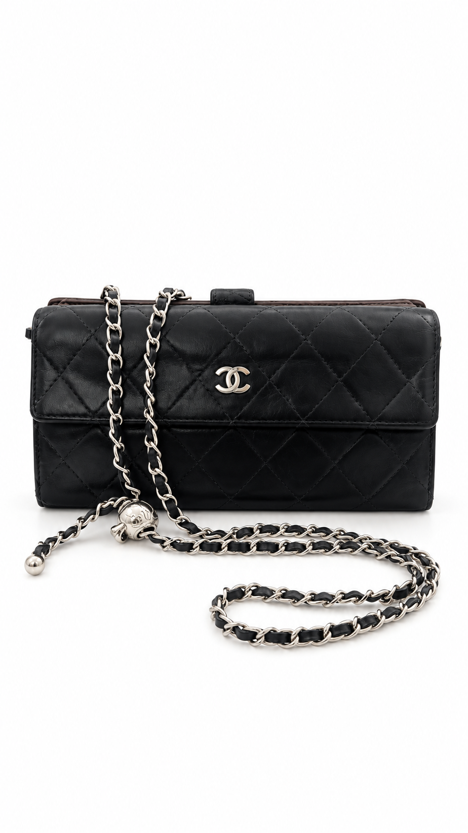 ChanelTimeless Classic Flap Black Leather Wallet On Chain WOC Purse I Authenticity Guaranteed