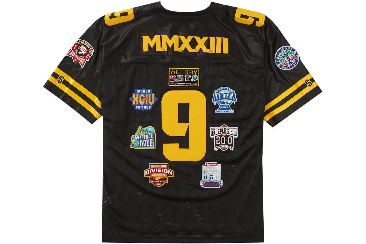 Supreme Championships Embroidered Football Jersey Black