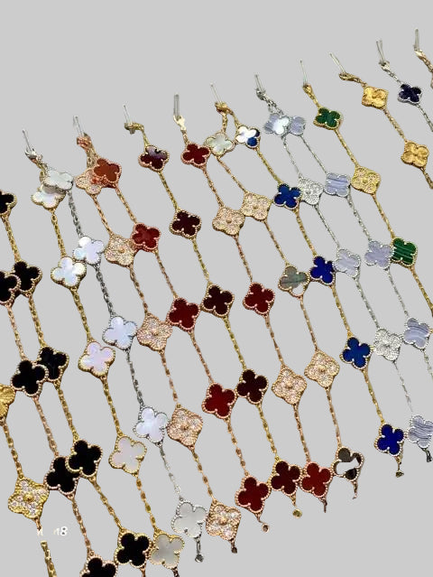 Van Cleef & Arpels Vintage Alhambra 5 Motif Yellow Gold Bracelet All Colours