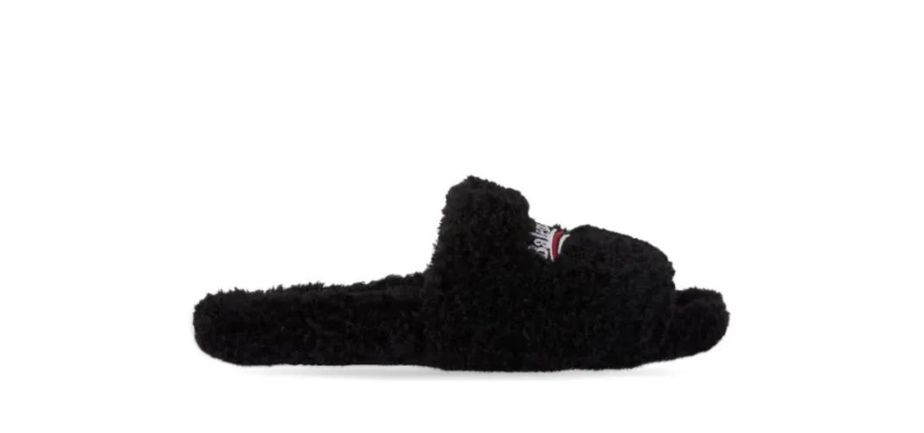 Balenciaga Black Furry Slides