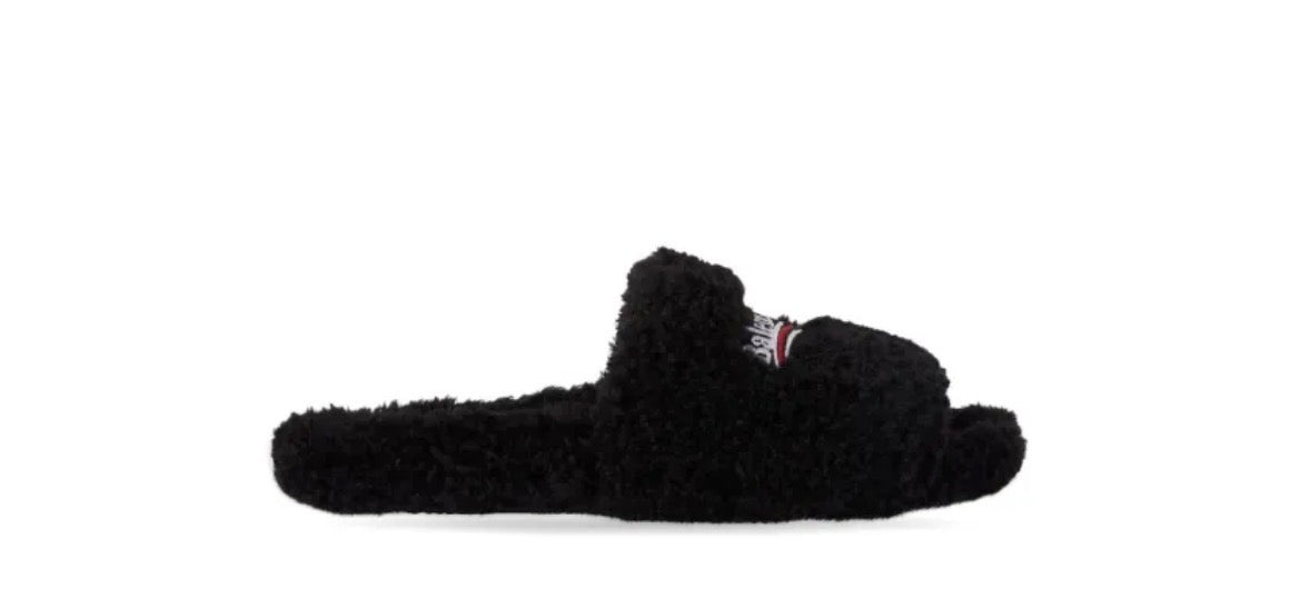 Balenciaga Black Furry Slides
