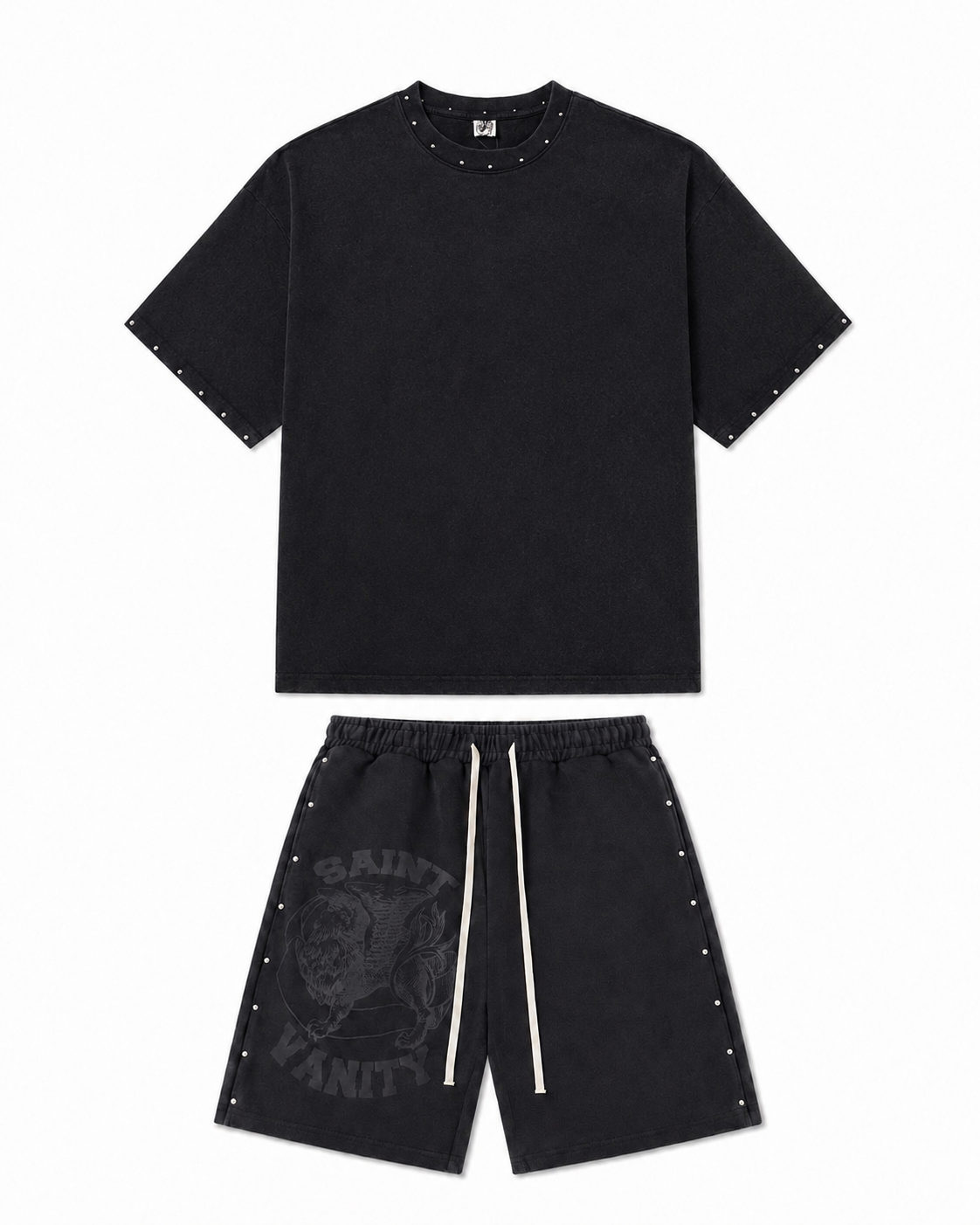 Saint Valley TERRY LOGO Short Set "FADED Black” (Pre-Order)