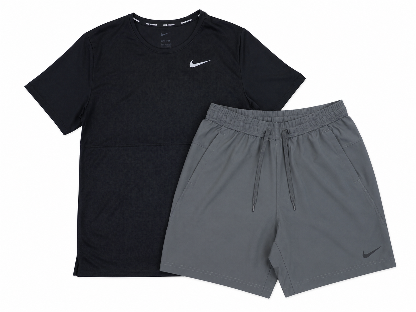Nike Dry Fit Mens Top And Shorts Set Grey And Black Outfit BRAND NEW 🏴