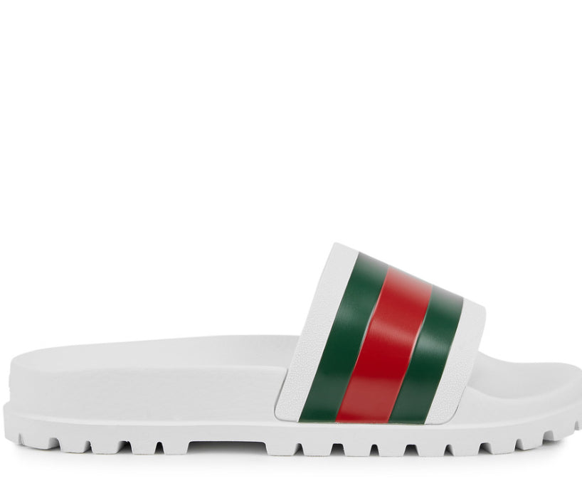 Gucci Pursuit Trek 429469 White Mens Slides Sliders Sandals Pool