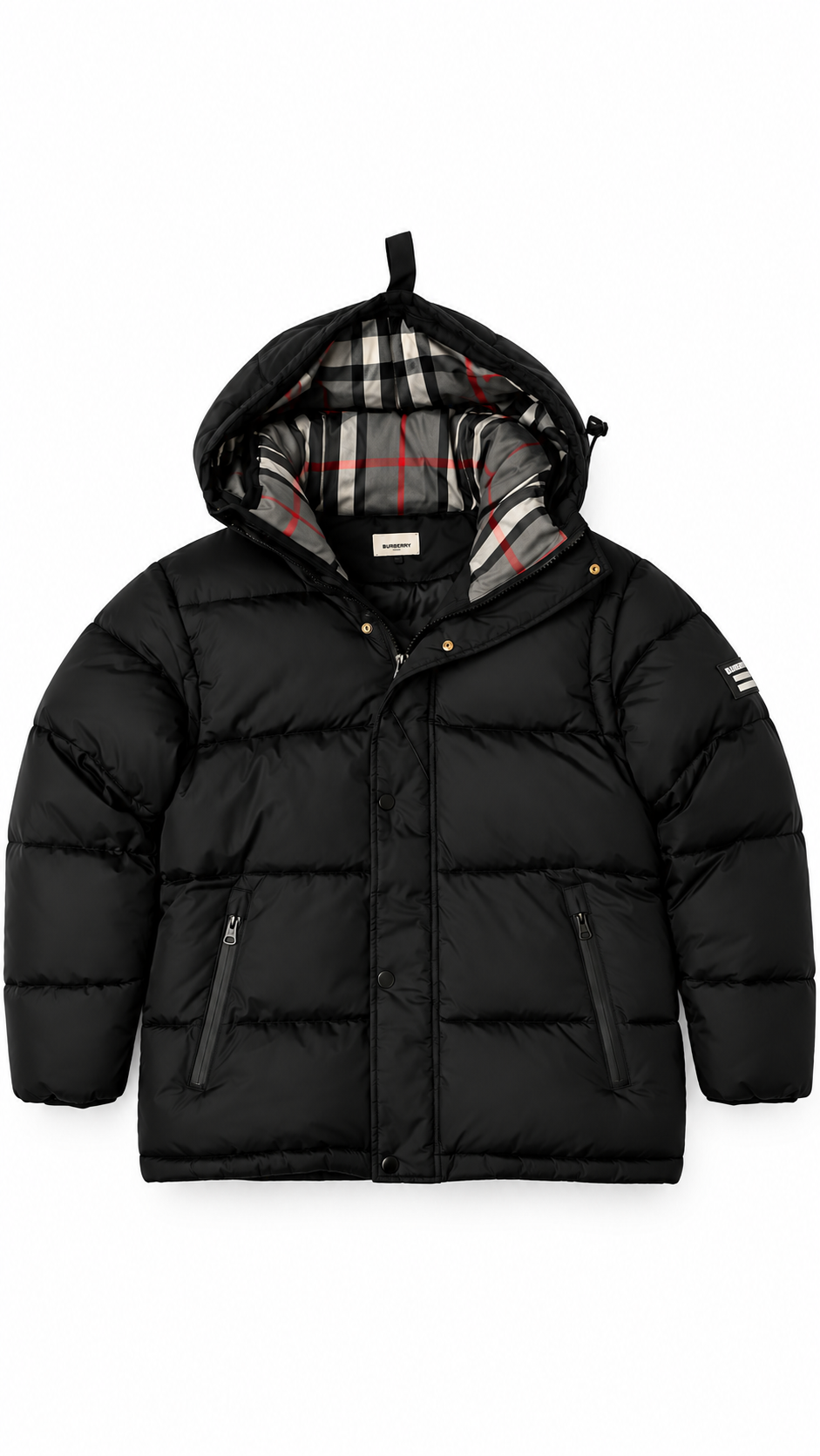 Burberry London England Black Down Puffer Jacket Coat With Hood