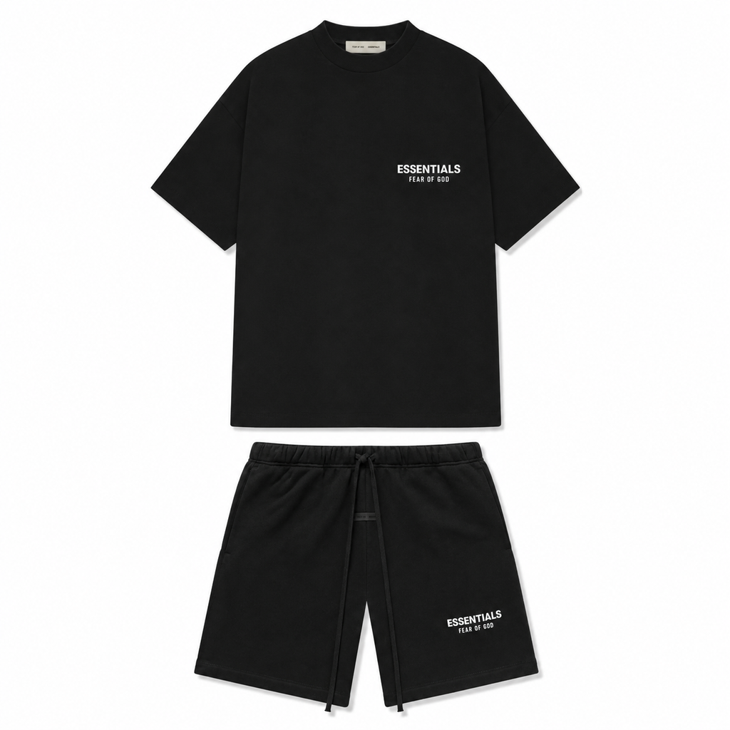 Fear Of God Essentials ‘JET BLACK’ Short Set (SS25)