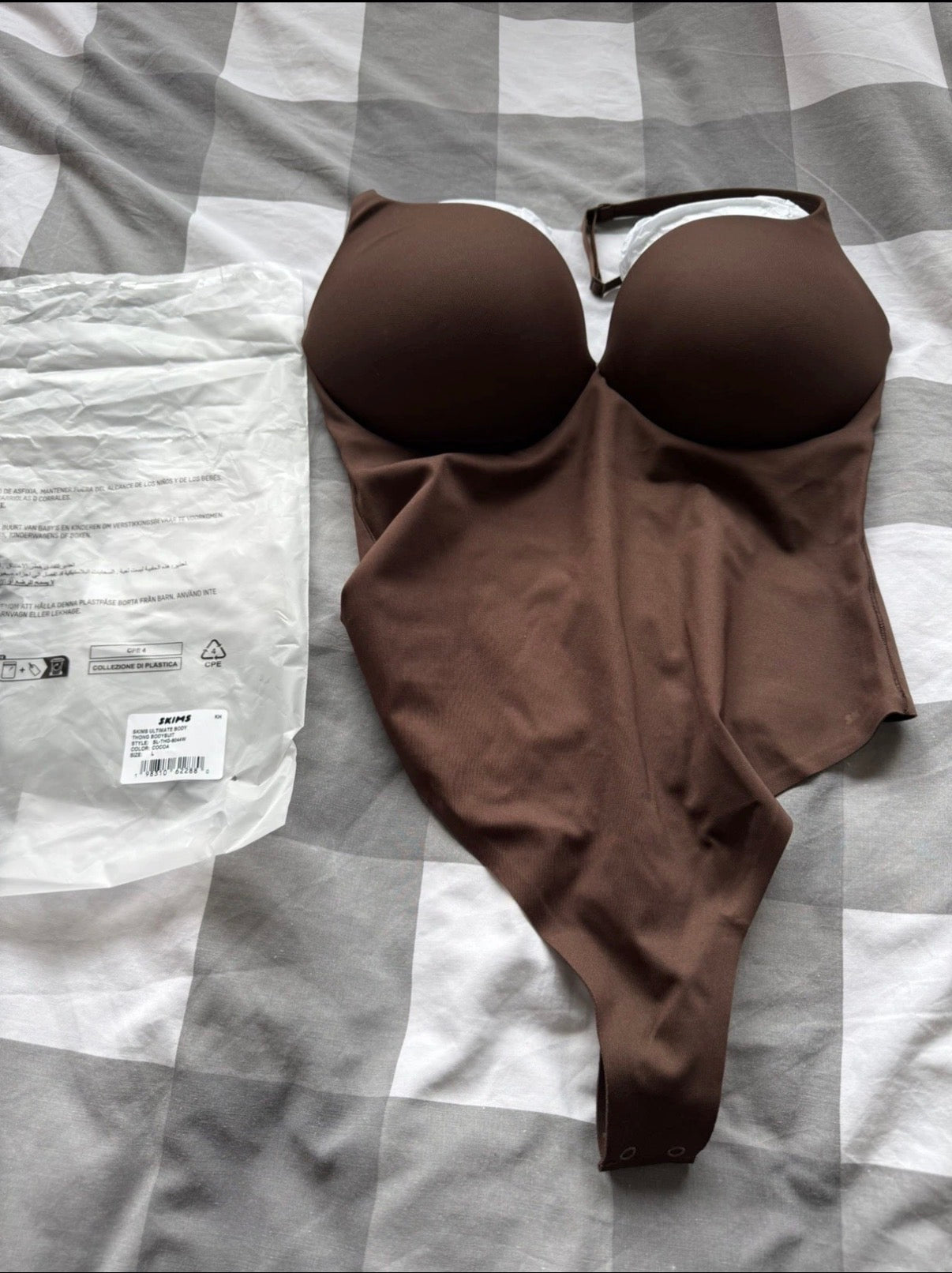 SKIMS Ultimate Push Up Thong Bodysuit, Cocoa, Size Large, BNWT ✅