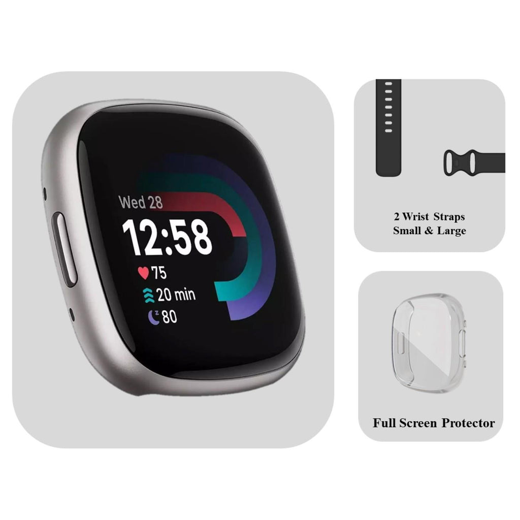 Fitbit Versa 4 Bundle - x2 Wrist Straps, Full Screen Protector - Like new 🏴☑️