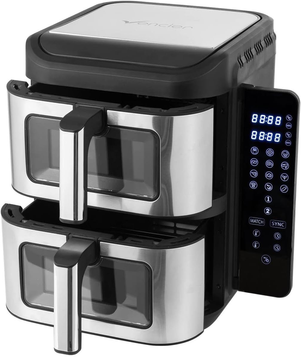Vencier 11L Dual Basket Air Fryer Slim Stacked Vertical 2x5.5L Baskets 2400W - New 🏴
