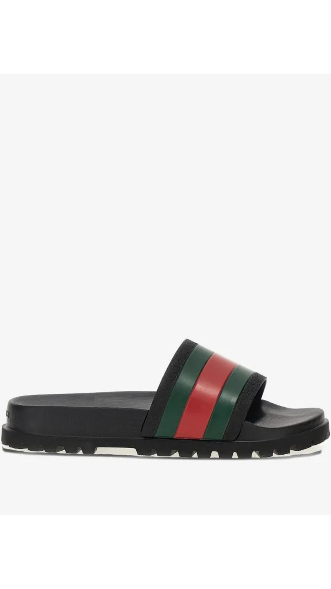 “SALE” Gucci Men's Web Rubber Slide Sandals ‘Black GRB’ - Multiple Sizes