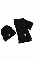 Moncler Grenoble Beanie Hat and Scarf Set Black With Box