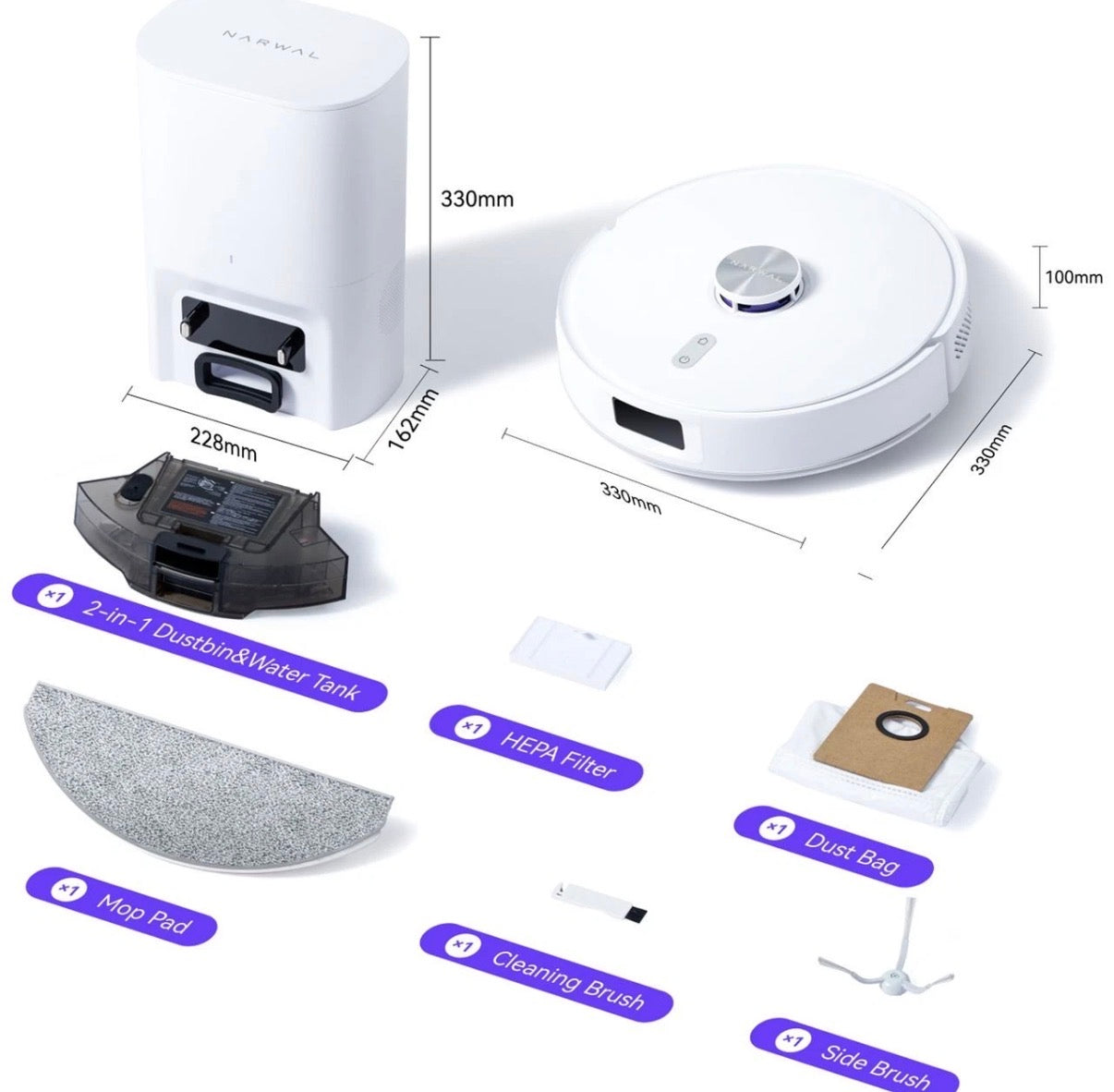 Narwal CP-ZD-A00198-00-00 Robotic Vacuum Cleaner Freo S White☑️🏴