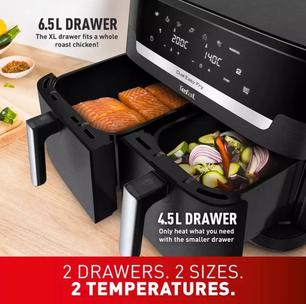 Tefal EY9428G0 Air Fryer Easy Fry Dual XXL 11L Fryer 7 Pre-set Programs Black (used once, pro cleaned)🏴