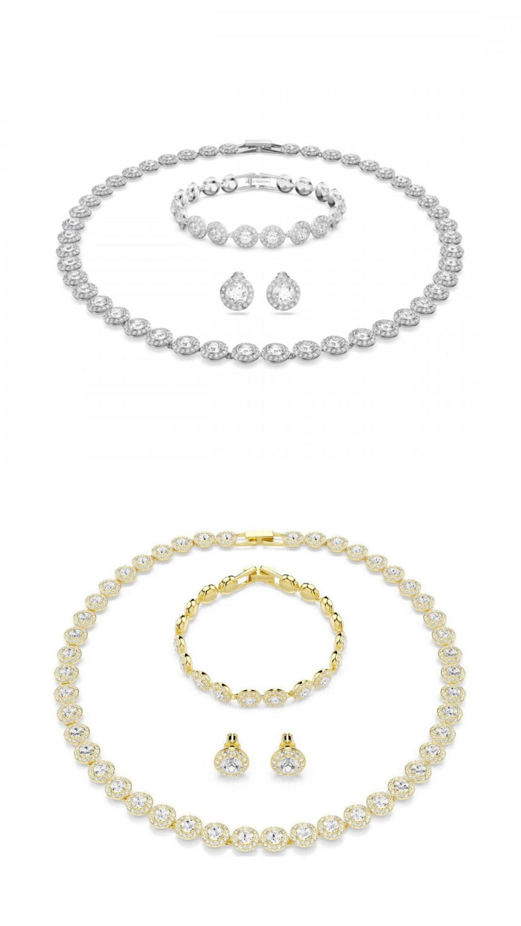 Swarovski Una Angelic Round Cut Pavé Necklace, Earrings & Bracelet Set 38cm, 1cm, 16.5cm