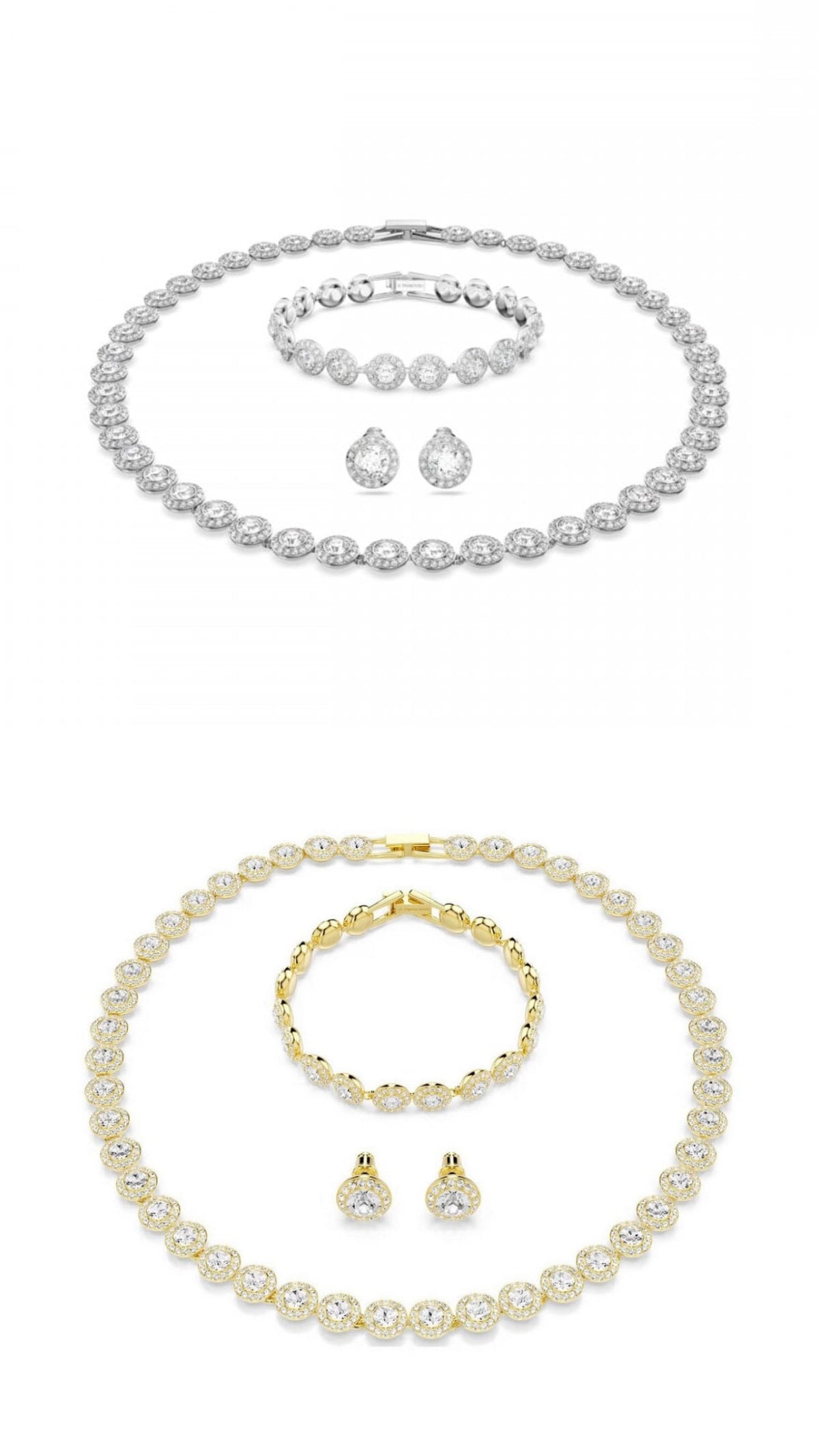 Swarovski Una Angelic Round Cut Pavé Necklace, Earrings & Bracelet Set 38cm, 1cm, 16.5cm