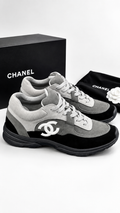 Chanel CC Classic Suede Runners Trainers - Grey/Black