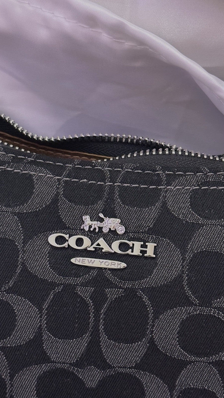 Coach Denim/Natural Teri Shoulder Bag Signature Denim Black - New 🏴