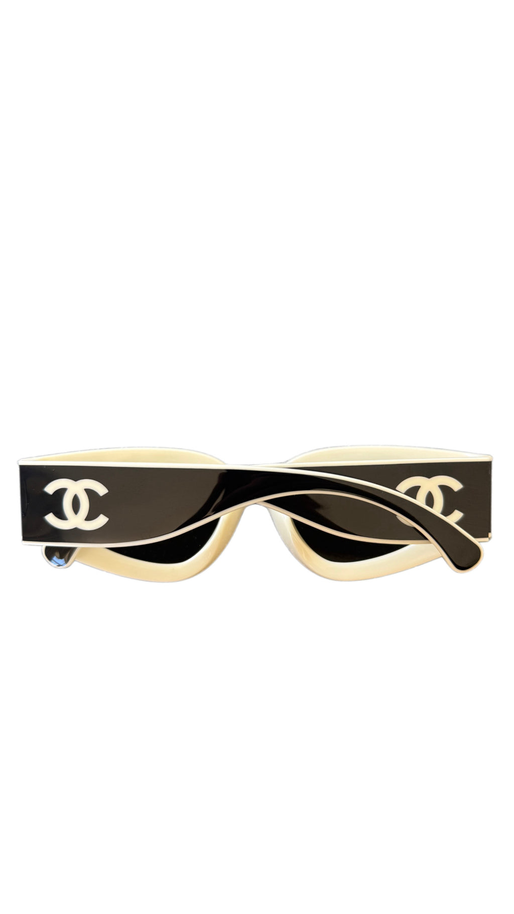 Chanel CH6056 54mm Cat Eye Sunglasses in Black and White With Grey Lenses