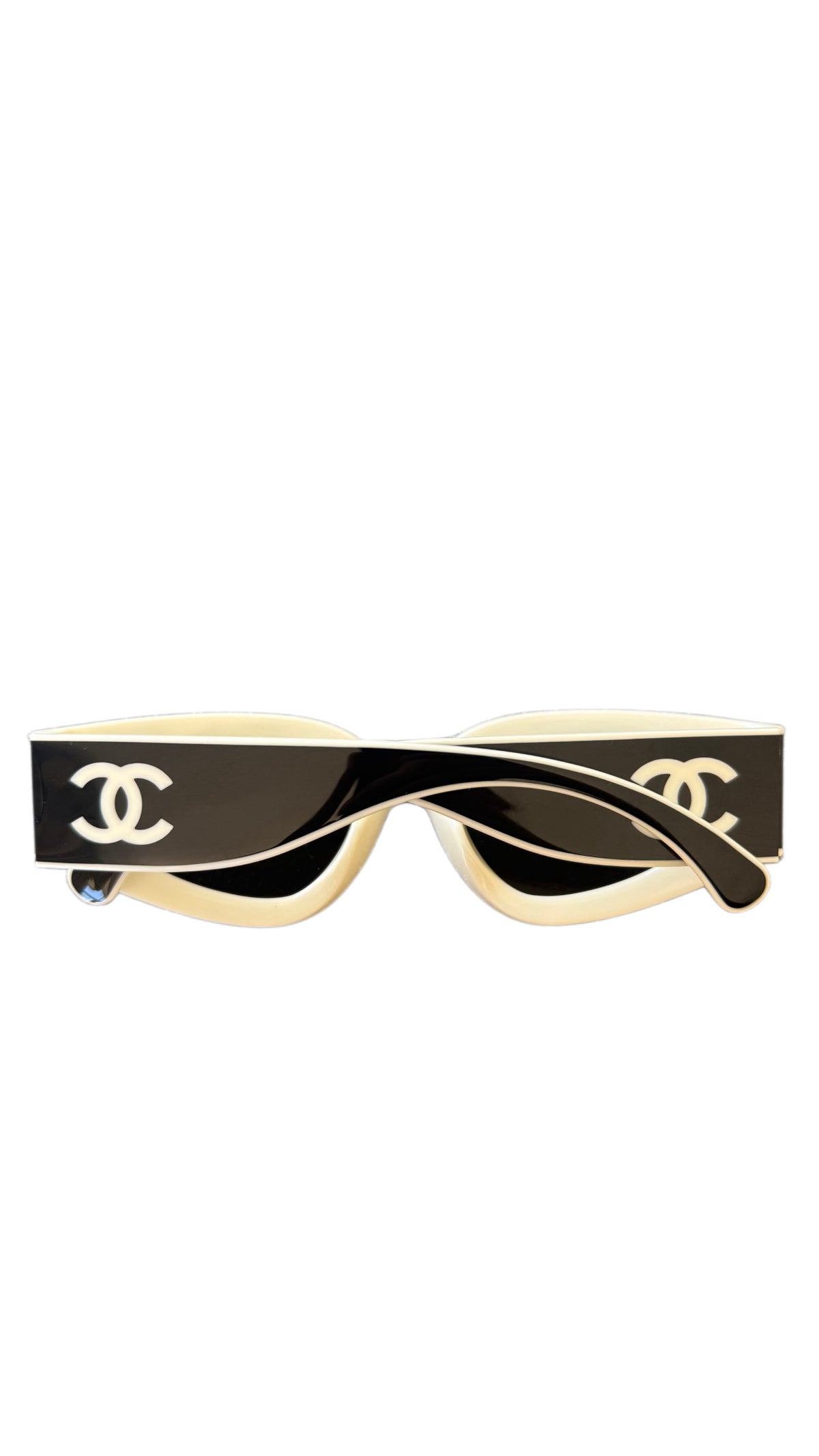 Chanel CH6056 54mm Cat Eye Sunglasses in Black and White With Grey Lenses