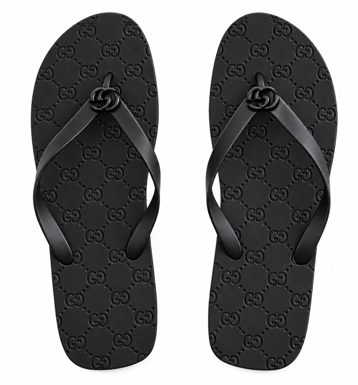 Gucci Monogram Flip Flops - 7.5