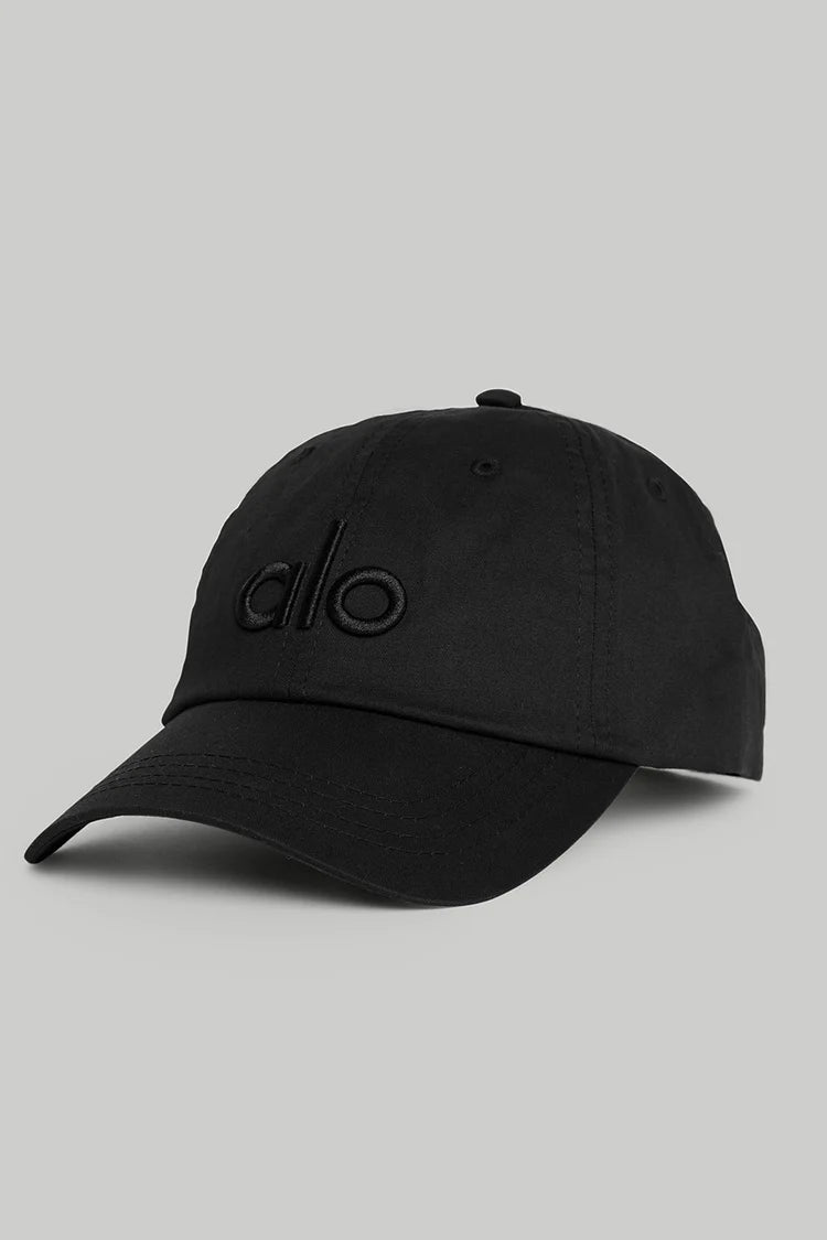 Alo Yoga Black Baseball Cap Adjustable Strap Minimal Logo Unisex Hat 🏴