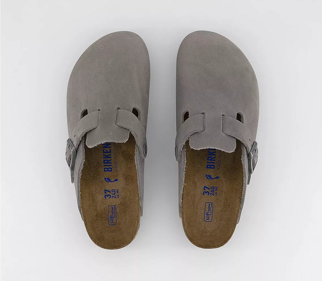 Birkenstock Taupe Suede Leather Boston Soft Footbed - New 🏴