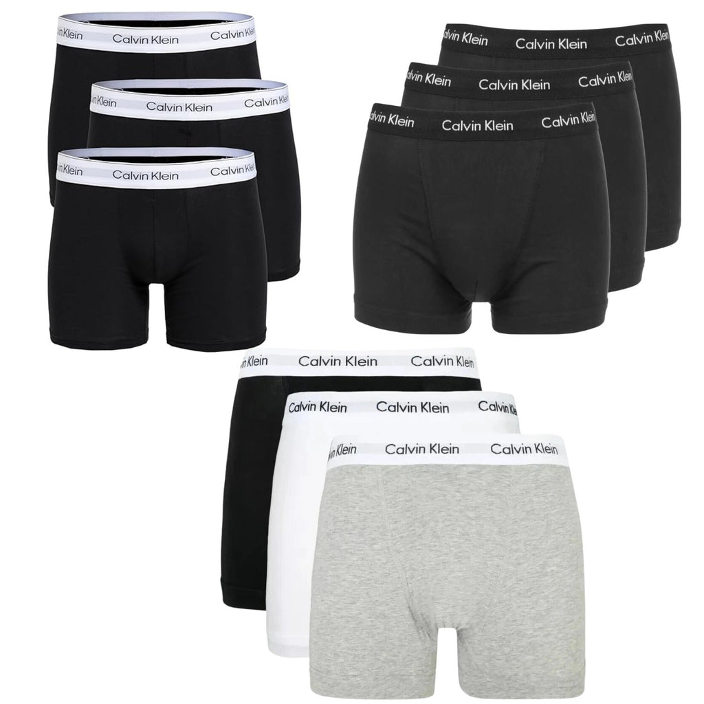 Calvin Klein Men's 3 Pack Trunks Cotton Stretch Boxer Shorts Black & Multi Color - New 🏴
