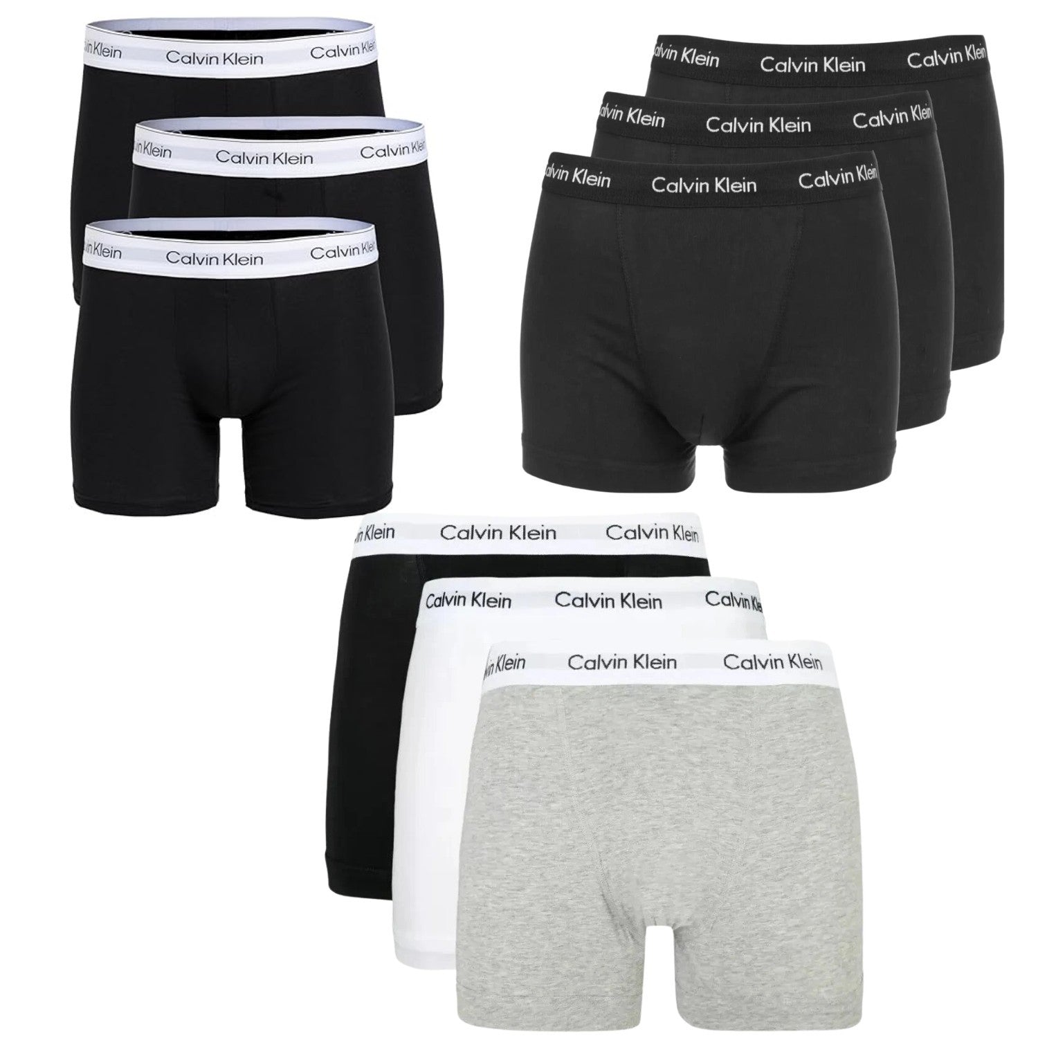 Calvin Klein Men's 3 Pack Trunks Cotton Stretch Boxer Shorts Black & Multi Color - New 🏴