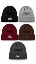Alo Yoga Notable Beanie Black – Ribbed Knit Warm Stretch Casual UK
