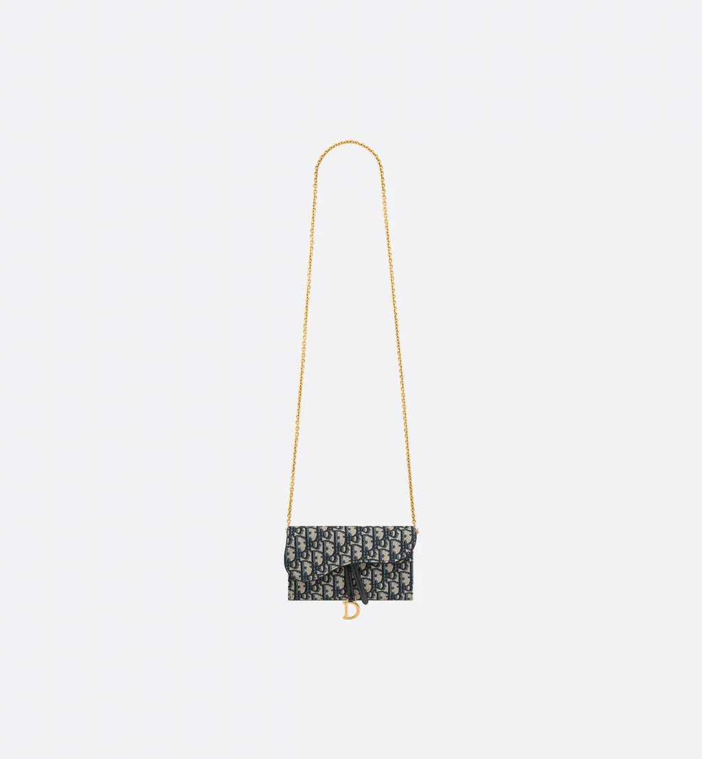 Small Saddle Pouch with Chain
Blue Dior Oblique Jacquard